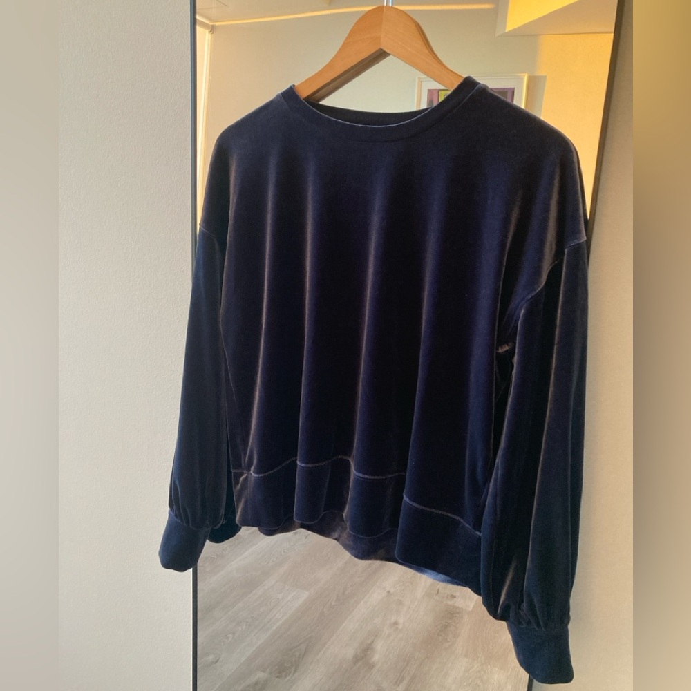 Madewell Navy Velvet Sweatshirt - Picture 3 of 6